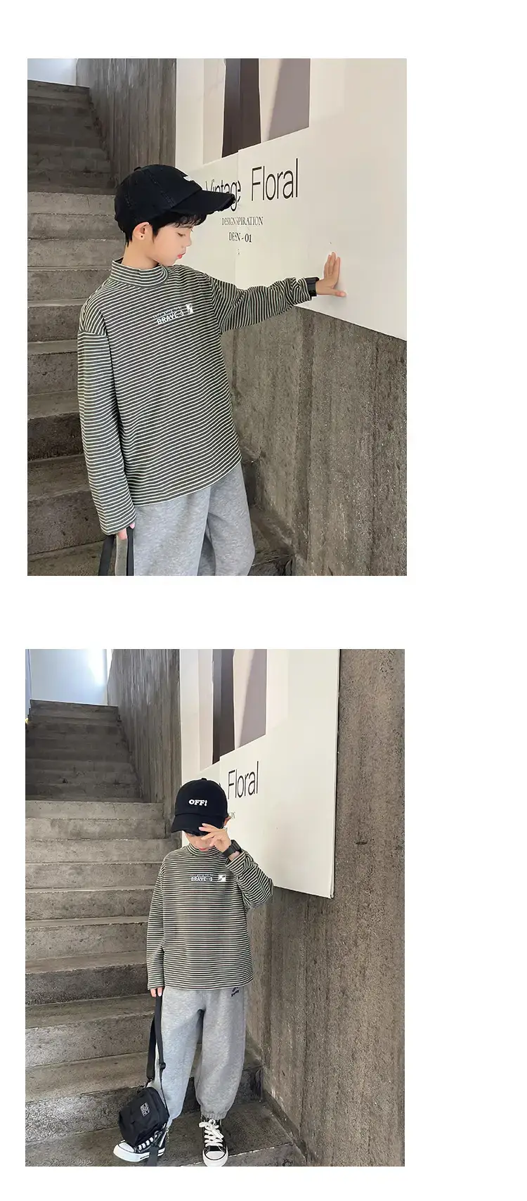 Haima Boys Striped Thermal Long Sleeve Shirt 25 AW — feature 10