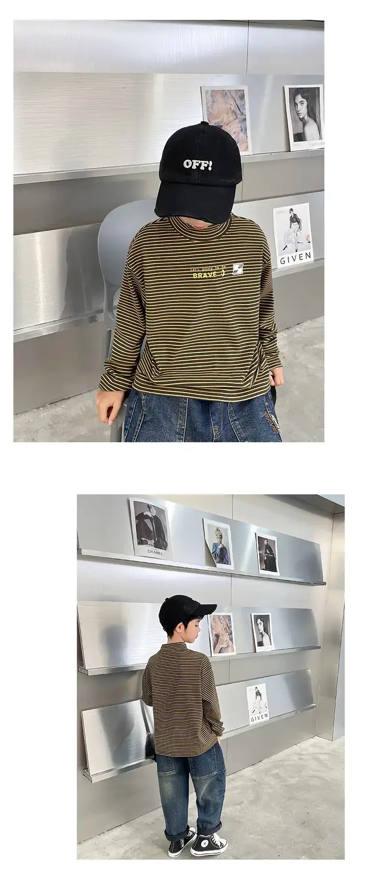 Haima Boys Striped Thermal Long Sleeve Shirt 25 AW — feature 11