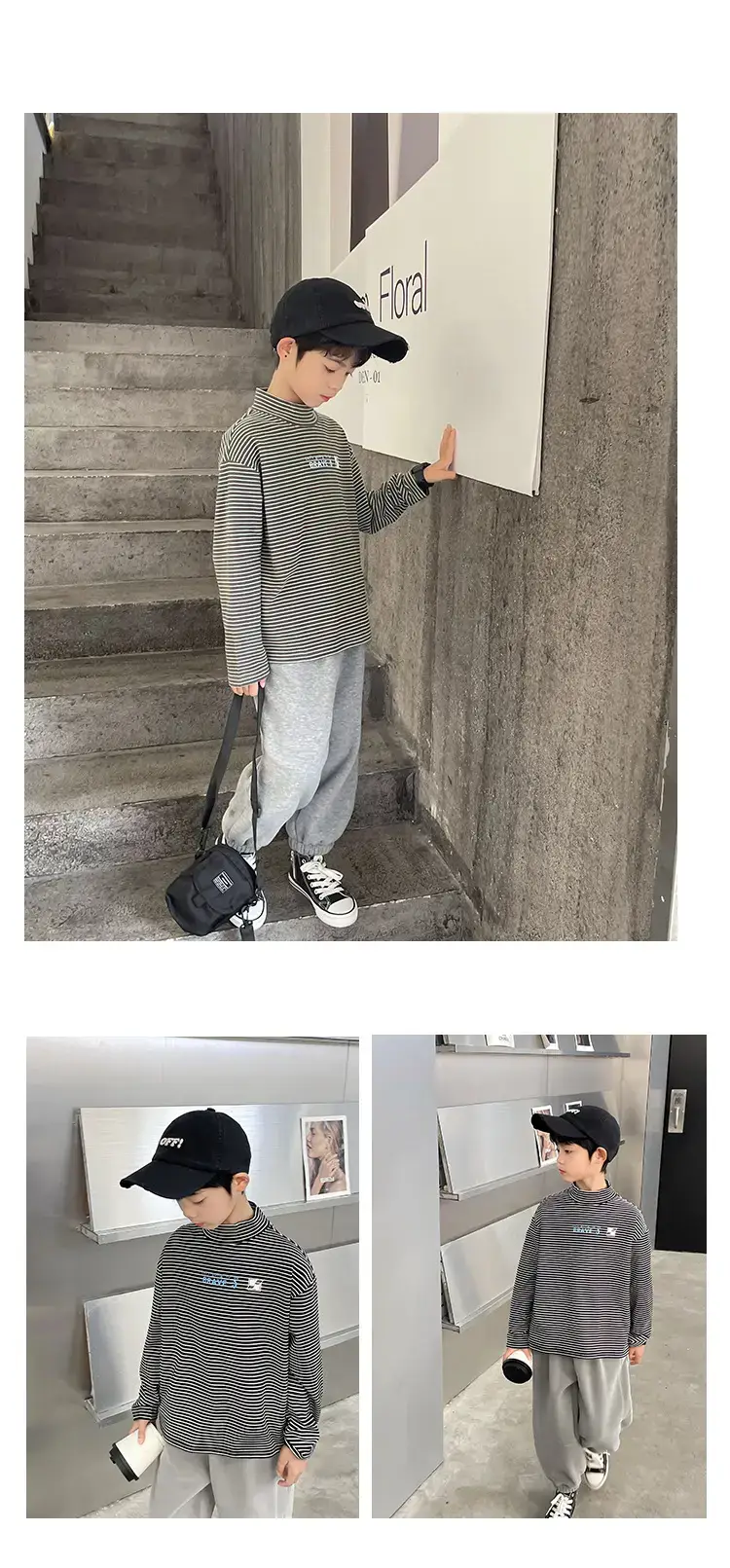 Haima Boys Striped Thermal Long Sleeve Shirt 25 AW — feature 8