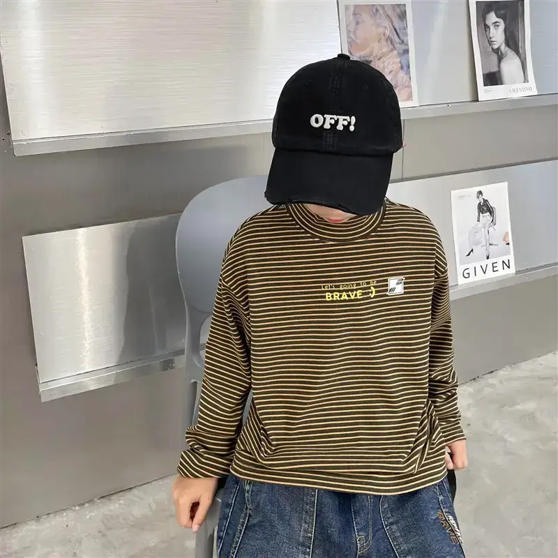 Haima Boys Striped Thermal Long Sleeve Shirt 25 AW - Image 2