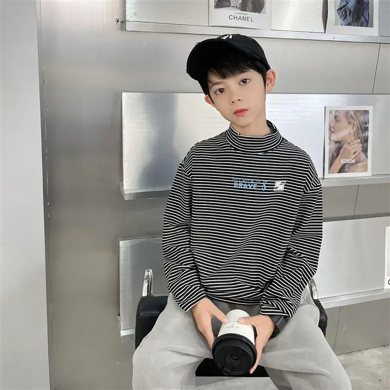 Haima Boys Striped Thermal Long Sleeve Shirt 25 AW - Image 3