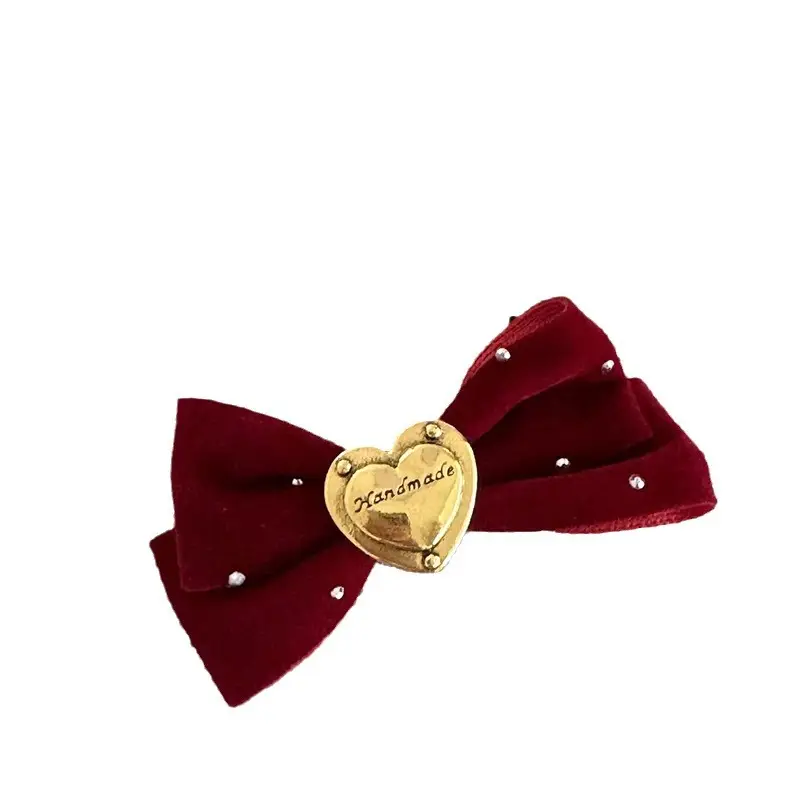 Sweet Heart Bow Hairpins for Women Red Black - Image 7