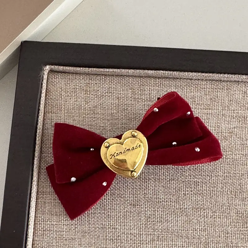 Sweet Heart Bow Hairpins for Women Red Black — feature 6