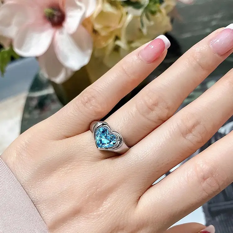 Heart Shaped Blue Diamond Necklace for Women — feature 3