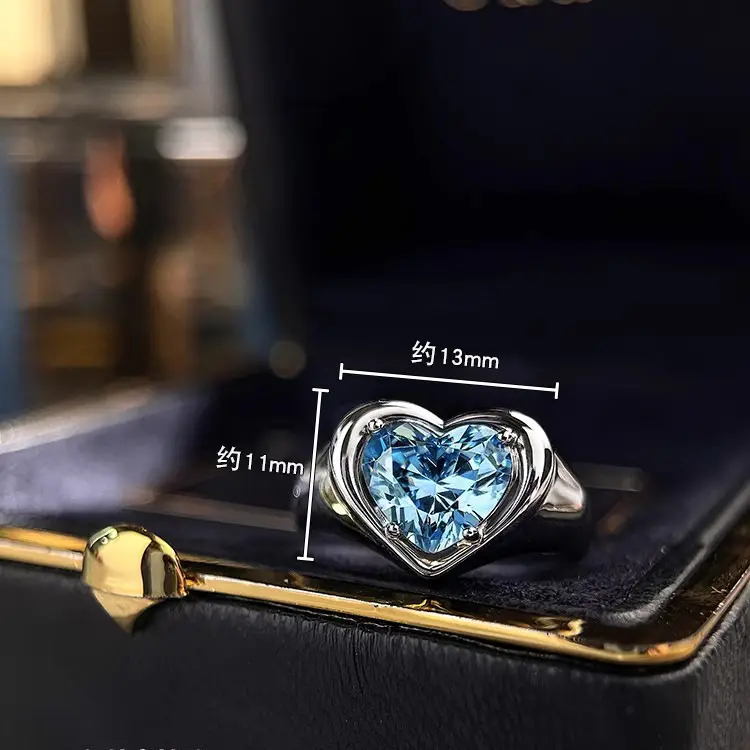 Heart Shaped Blue Diamond Necklace for Women — feature 4