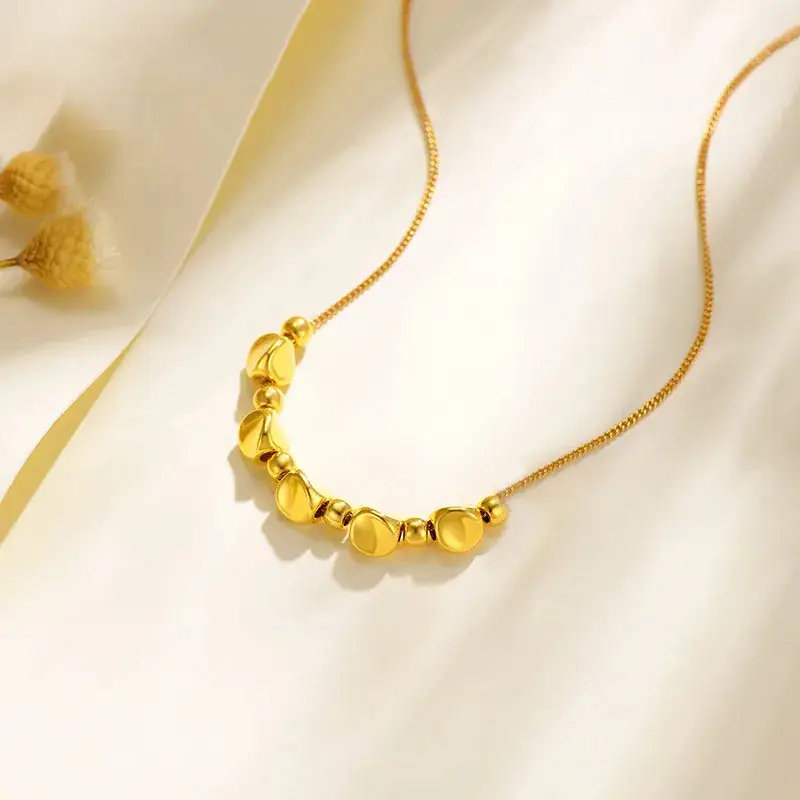 Gold Twisted Bead Necklace for Women