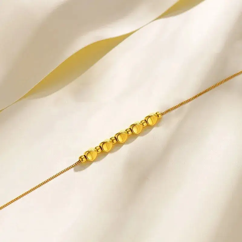Gold Twisted Bead Necklace for Women