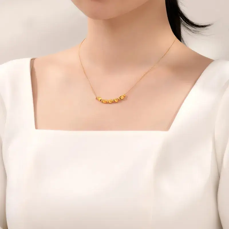Gold Twisted Bead Necklace for Women