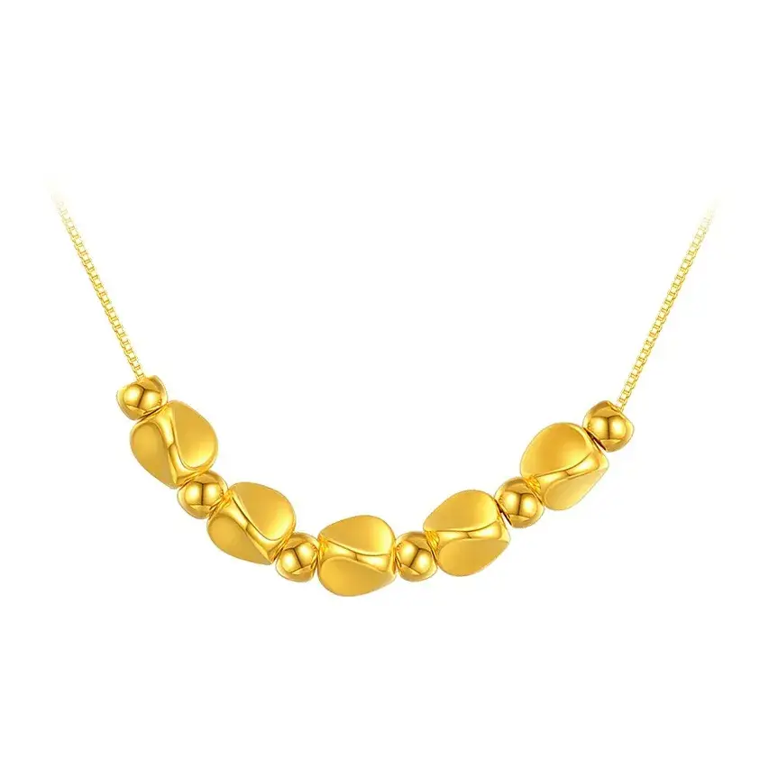 Gold Twisted Bead Necklace for Women