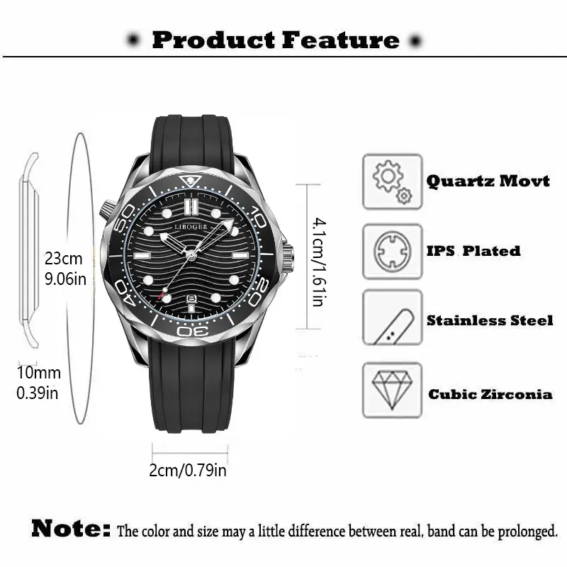 Men's Green Silicone Sports Watch with Calendar — feature 1