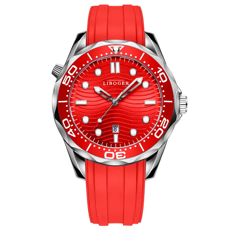 Men's Green Silicone Sports Watch with Calendar - Image 2