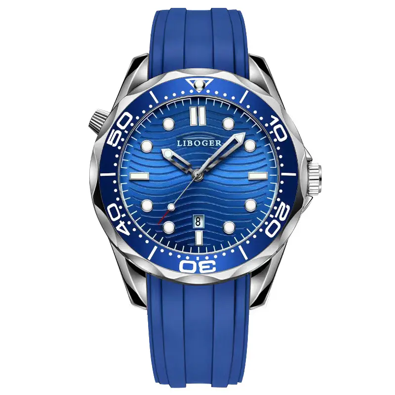 Men's Green Silicone Sports Watch with Calendar - Image 4