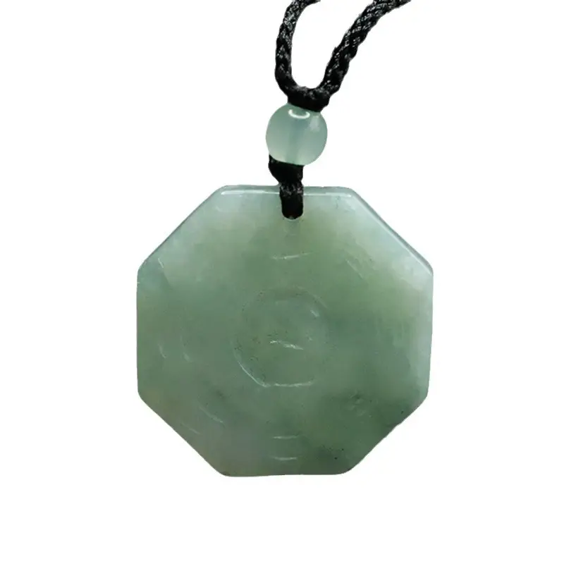 Natural Jade Burmese Pendant Necklace with Buried Design