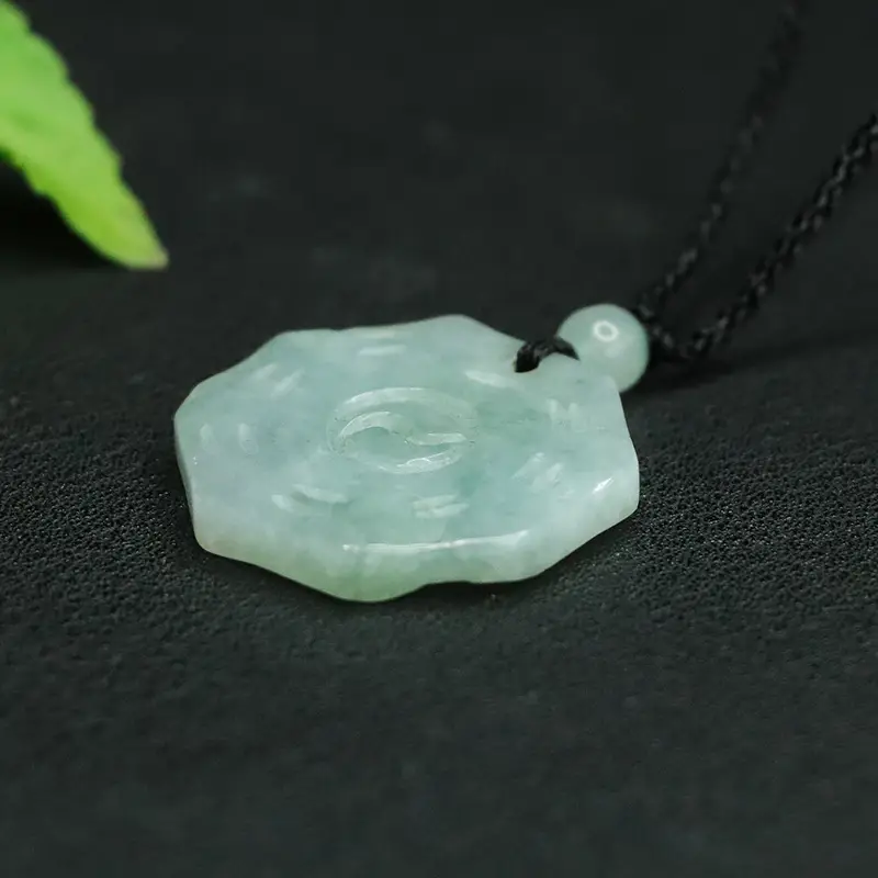 Natural Jade Burmese Pendant Necklace with Buried Design — feature 11