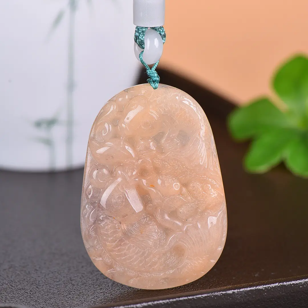 Fine Gold Jade Fish Pendant Necklace - Image 3
