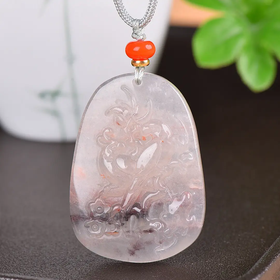 Jade Pendant Set with Orange Stones for Women - Image 5