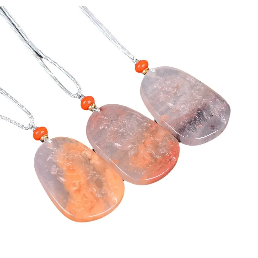 Jade Pendant Set with Orange Stones for Women - Image 6