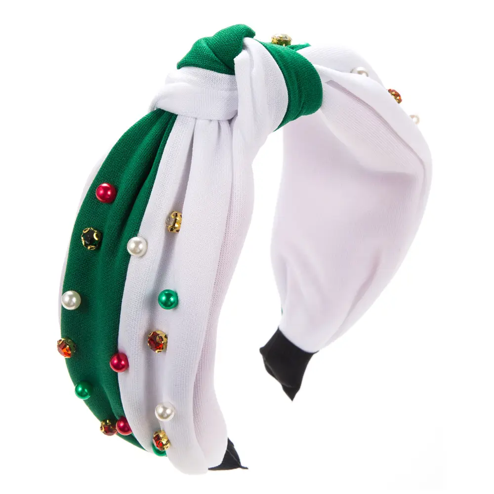 Christmas Hairband Red Green Embellished Women's - Image 7