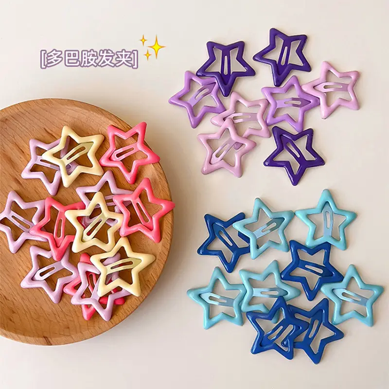 Five-Pointed Star Hair Clips for Girls Purple Lavender
