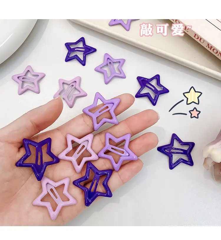 Five-Pointed Star Hair Clips for Girls Purple Lavender