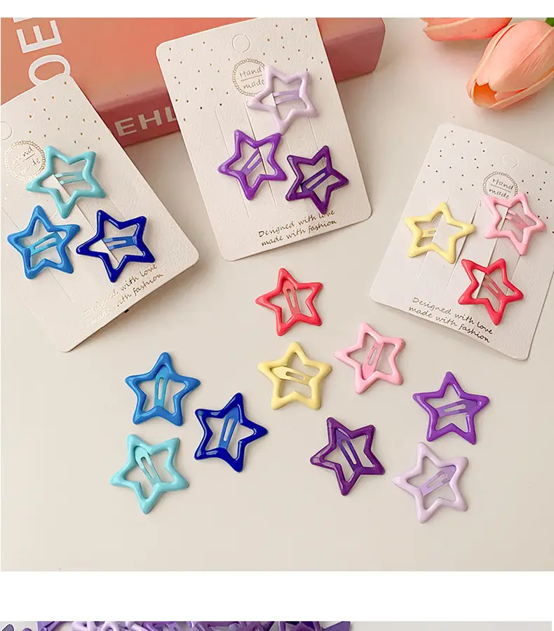 Five-Pointed Star Hair Clips for Girls Purple Lavender — feature 11