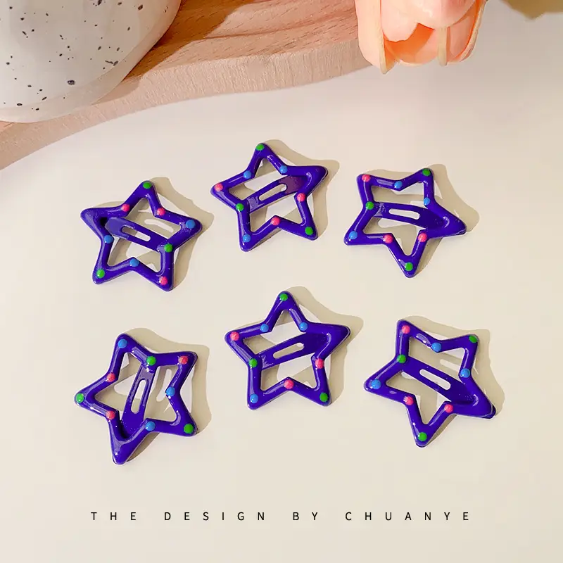 Five-Pointed Star Hair Clips for Girls Purple Lavender