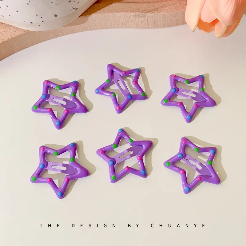 Five-Pointed Star Hair Clips for Girls Purple Lavender