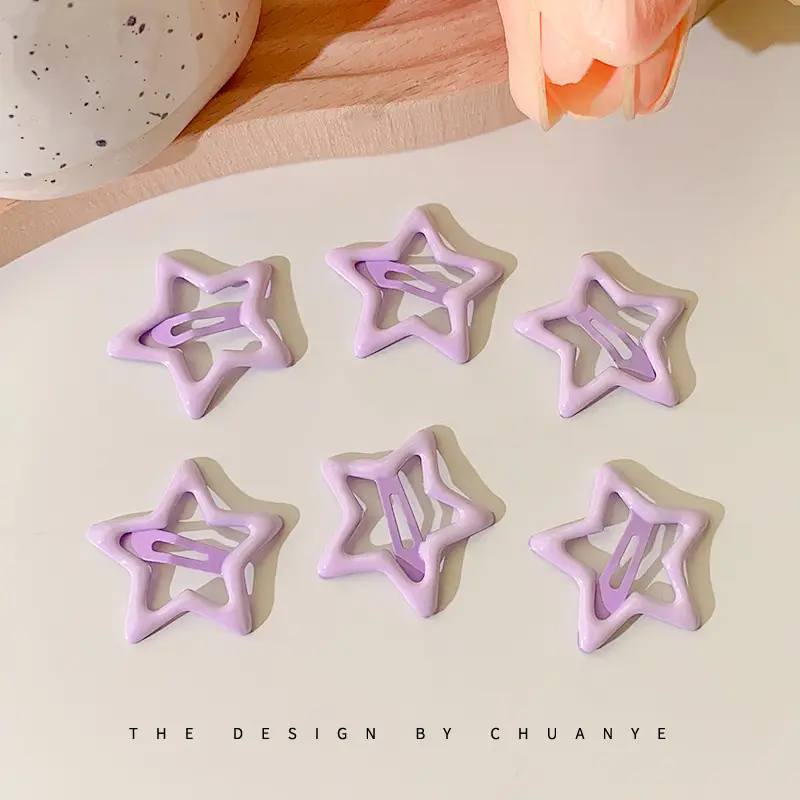 Five-Pointed Star Hair Clips for Girls Purple Lavender