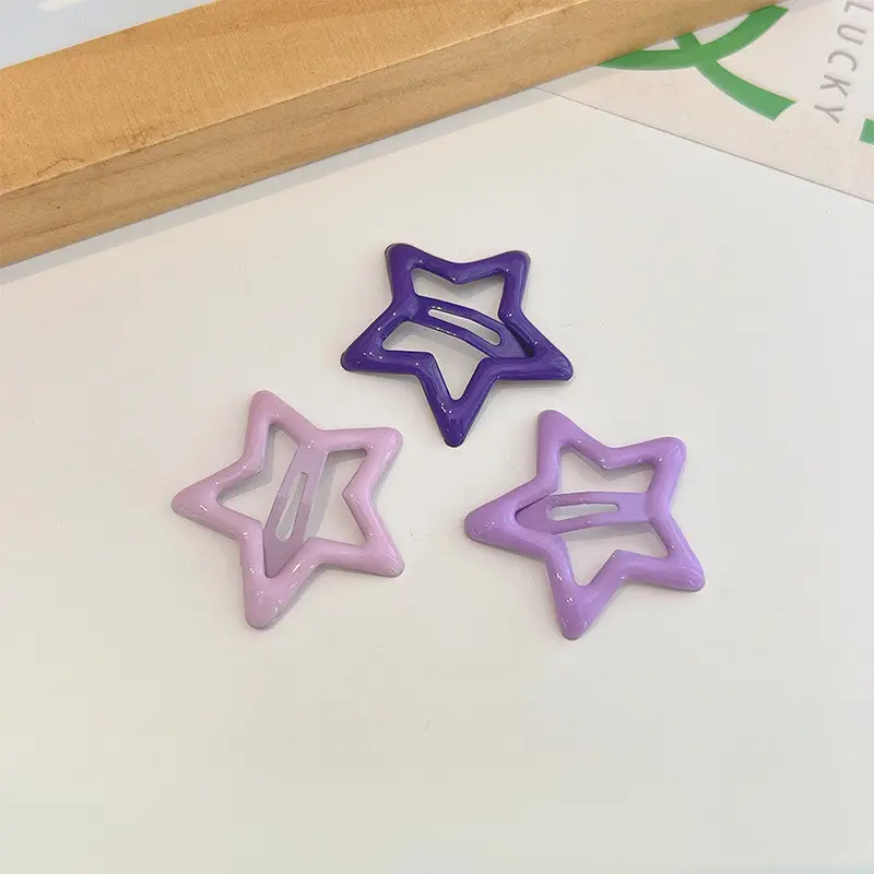 Five-Pointed Star Hair Clips for Girls Purple Lavender