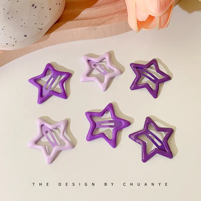 Five-Pointed Star Hair Clips for Girls Purple Lavender