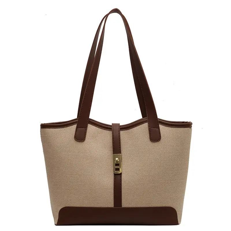 Large Capacity Canvas Shoulder Bag Brown Brown - Image 7