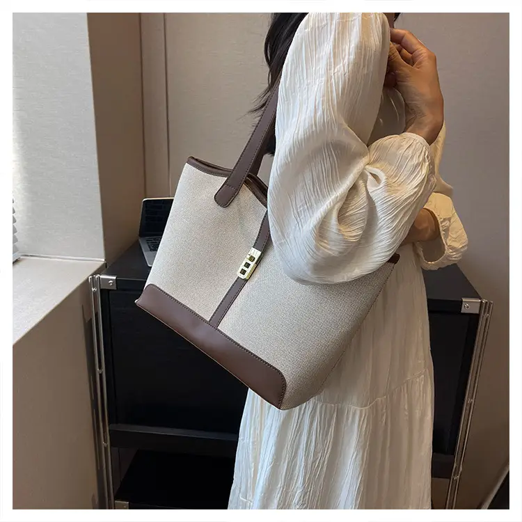 Large Capacity Canvas Shoulder Bag Brown Brown — feature 16