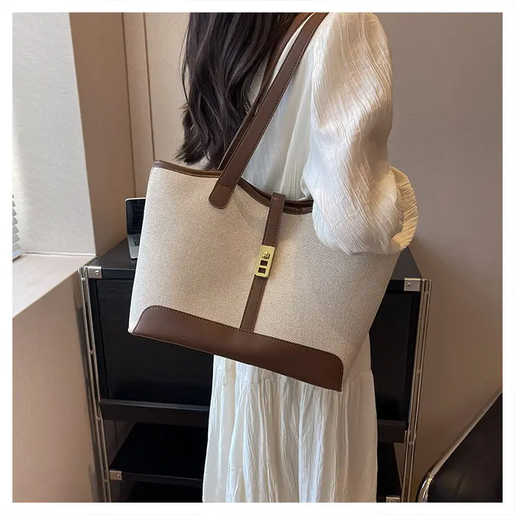 Large Capacity Canvas Shoulder Bag Brown Brown — feature 17