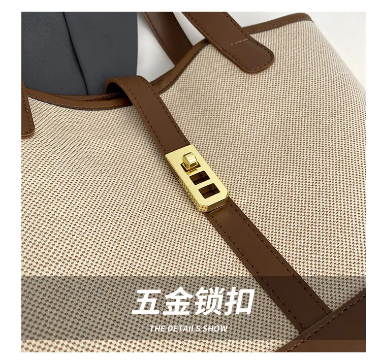 Large Capacity Canvas Shoulder Bag Brown Brown — feature 4