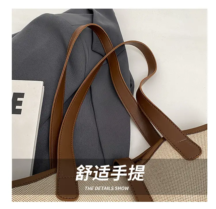 Large Capacity Canvas Shoulder Bag Brown Brown — feature 5
