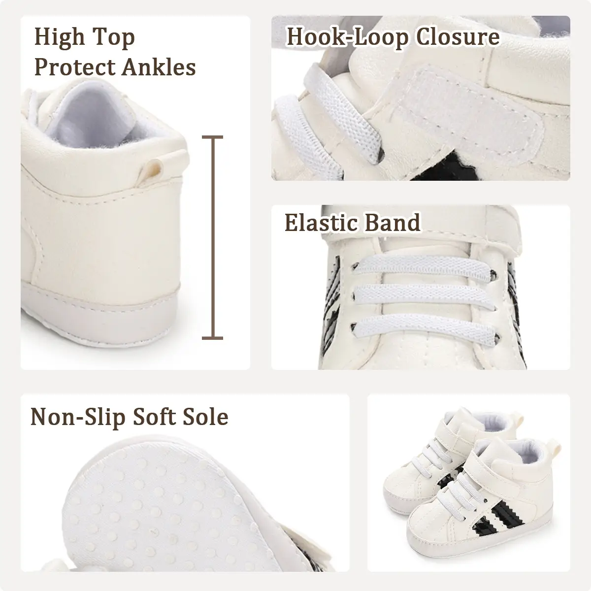 White High-Top Baby Shoes for Kids 0-1 Years — feature 18