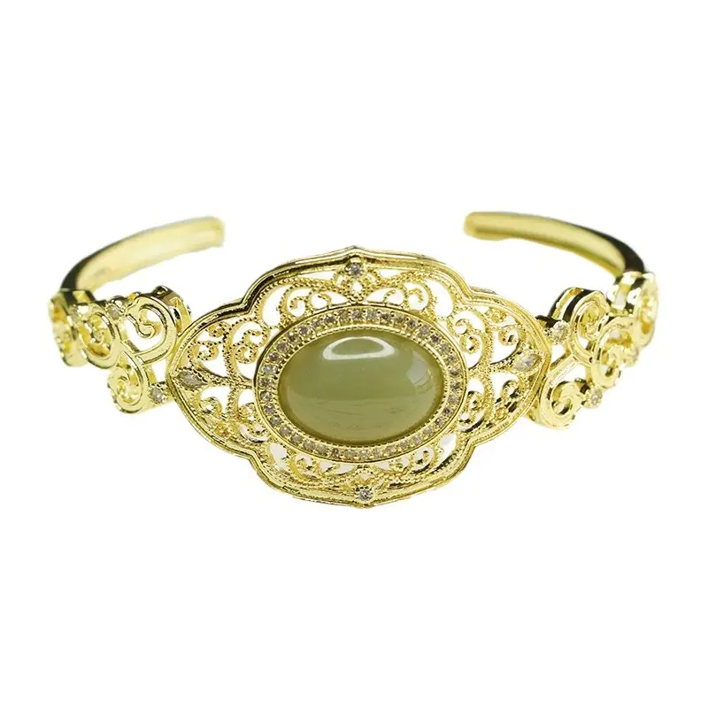 Aiyu Gold Jade Hollow Bracelet Pigeon Egg Design - Image 5