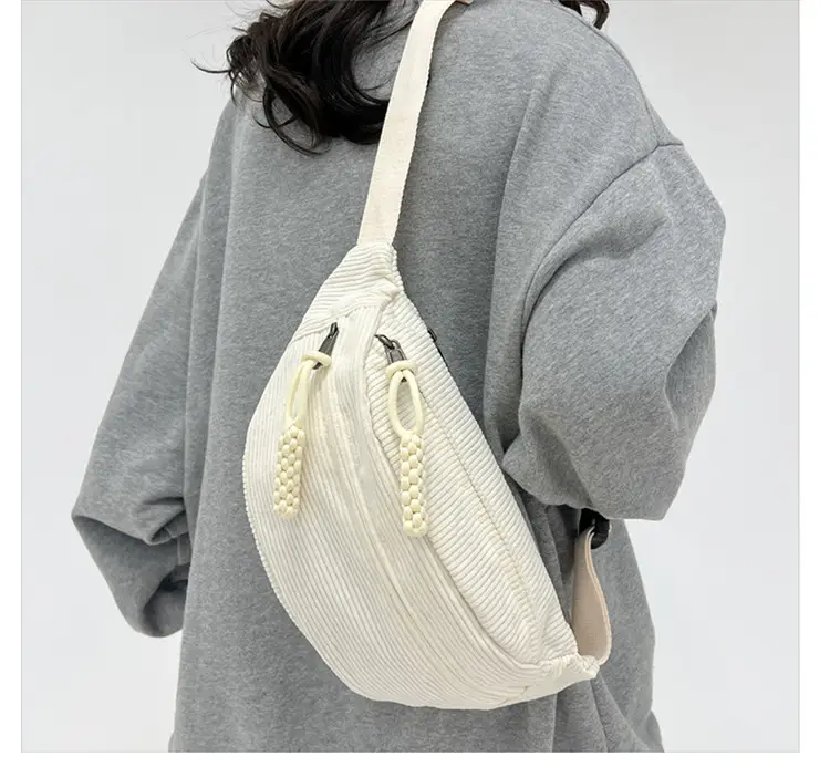 Women's White Crossbody Bag with Yellow Zipper — feature 19