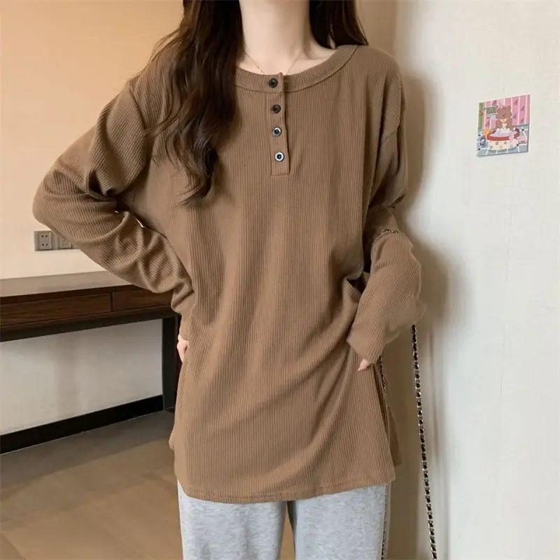 Women's Mid-Length Warm T-Shirt White Long Sleeve — feature 13