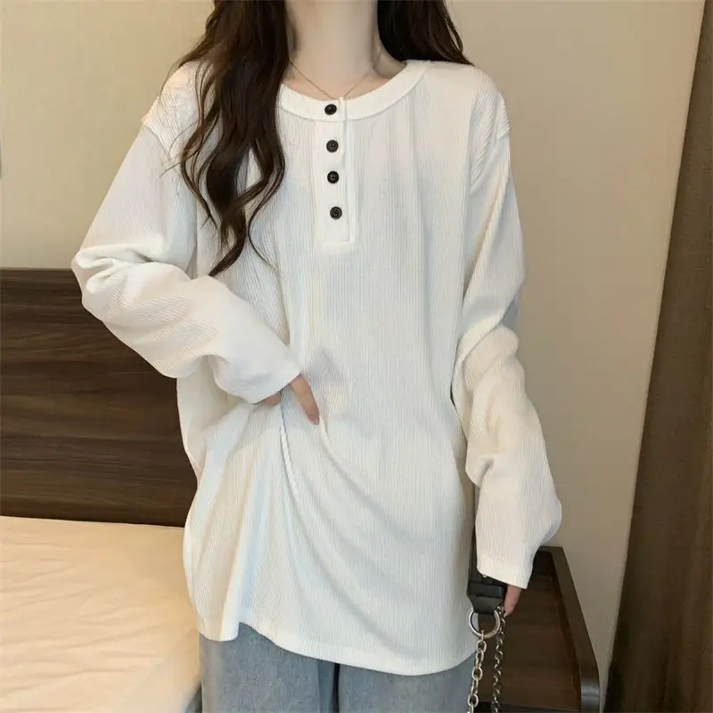 Women's Mid-Length Warm T-Shirt White Long Sleeve — feature 16