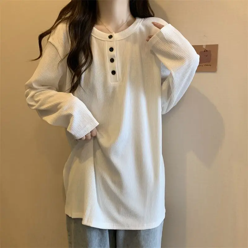Women's Mid-Length Warm T-Shirt White Long Sleeve — feature 5