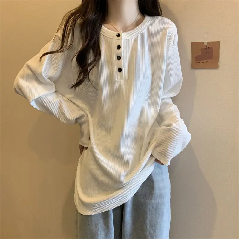Women's Mid-Length Warm T-Shirt White Long Sleeve — feature 8