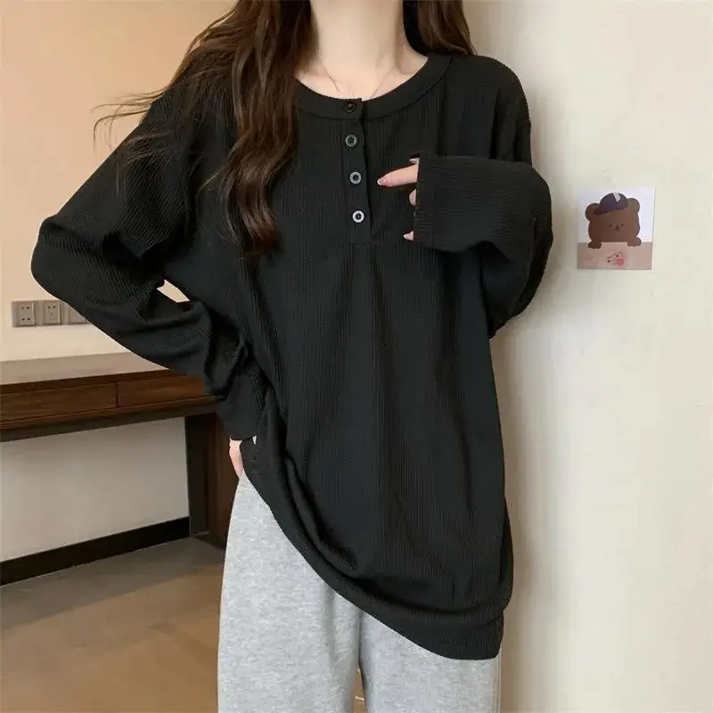 Women's Mid-Length Warm T-Shirt White Long Sleeve - Image 3