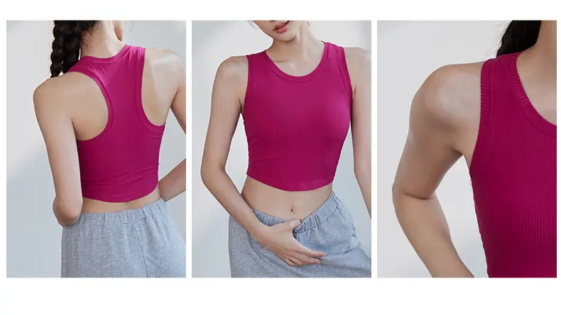 Women's Pink Sports Bra Fixed Cup Casual Wear — feature 12