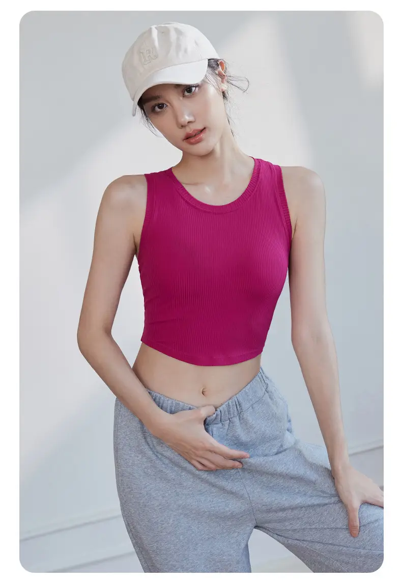 Women's Pink Sports Bra Fixed Cup Casual Wear — feature 14