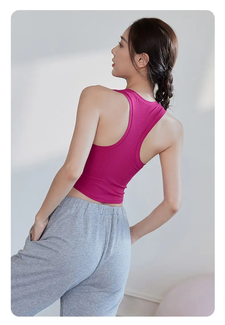 Women's Pink Sports Bra Fixed Cup Casual Wear — feature 15