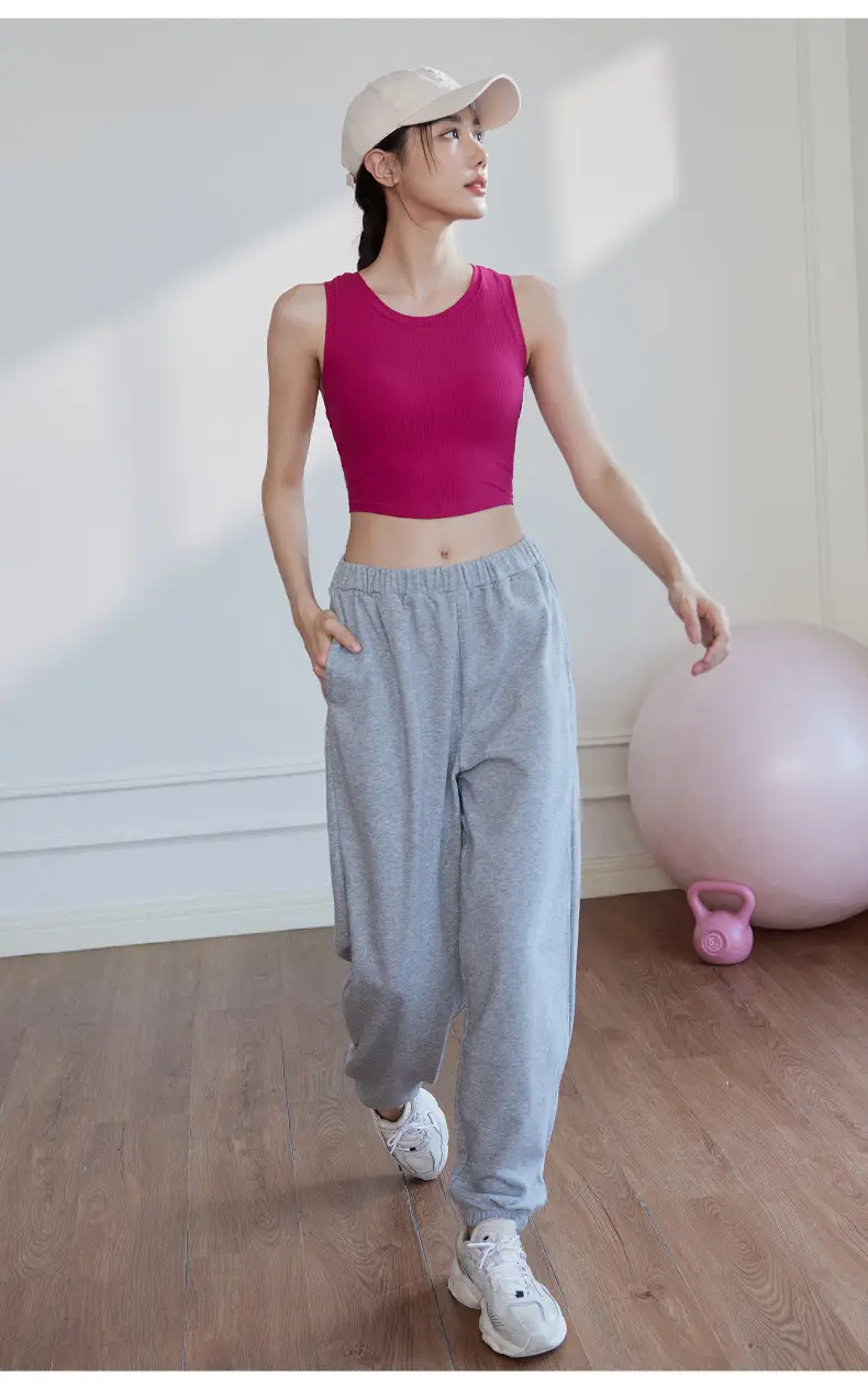 Women's Pink Sports Bra Fixed Cup Casual Wear — feature 18