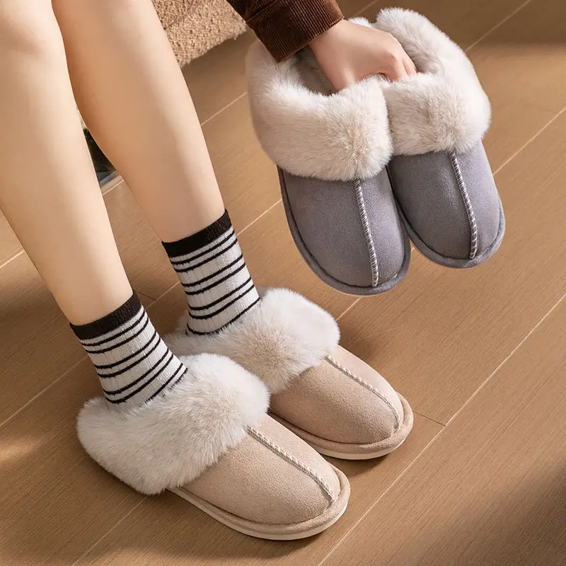 Cotton slippers foreign trade autumn and winter non-slip cotton slippers plush home thick bottom home slippers women couple simple shoes men - Image 5