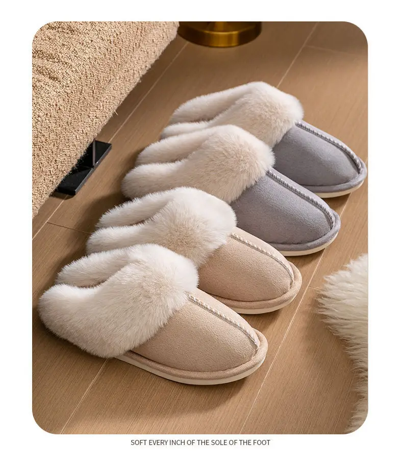 Cotton slippers foreign trade autumn and winter non-slip cotton slippers plush home thick bottom home slippers women couple simple shoes men — feature 13