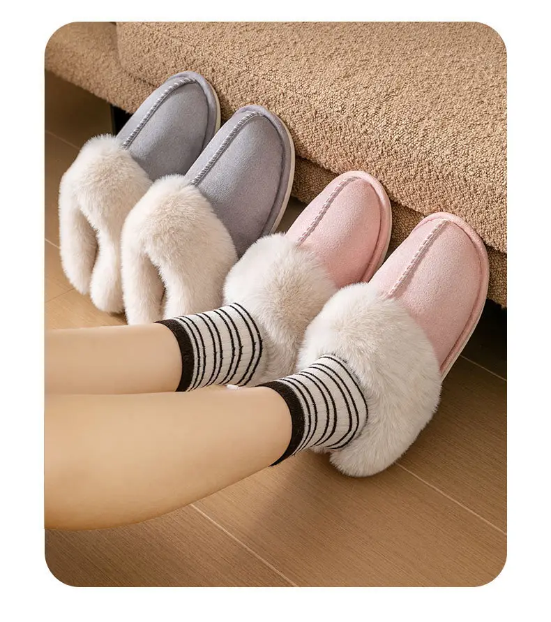 Cotton slippers foreign trade autumn and winter non-slip cotton slippers plush home thick bottom home slippers women couple simple shoes men — feature 14
